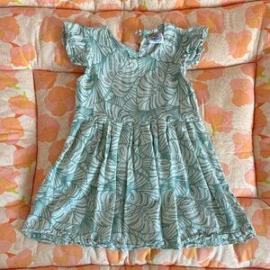 Tropical Leaf Print Kids Dress